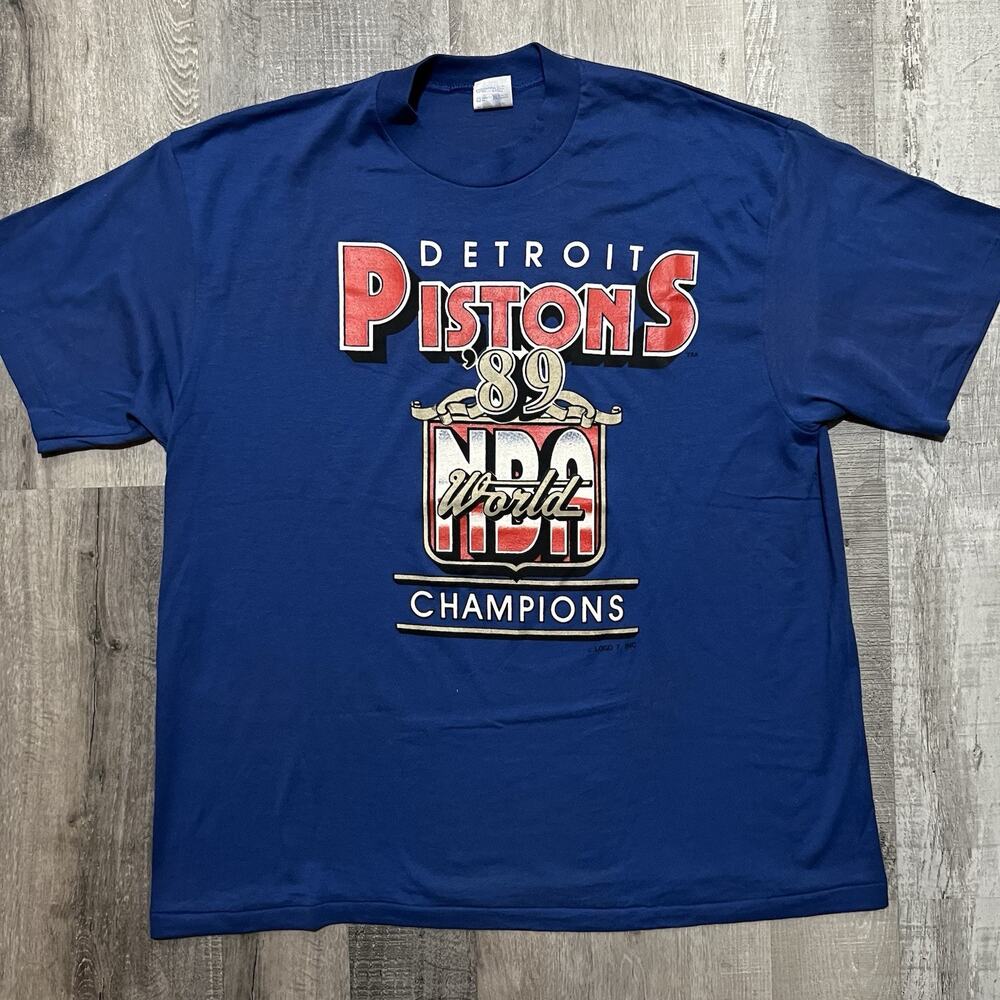 VTG 1989 Detroit Pistons T-shirt Single Stitch Logo 7 NBA Champs XL Flawless